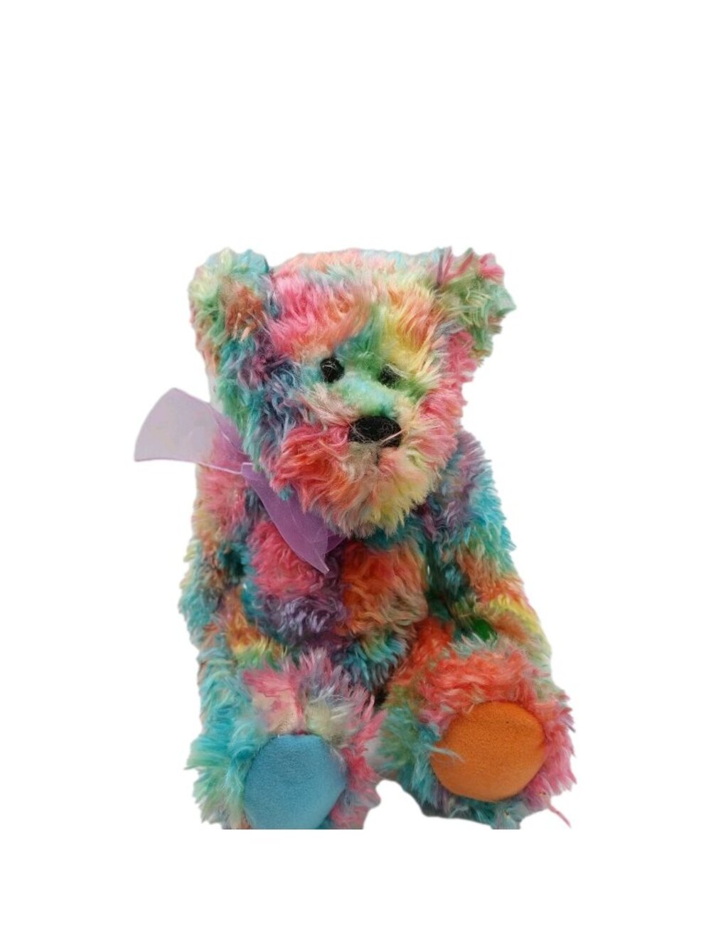 Dylan Progressive Plush Teddy Bear Tie-Dye Pastel Colorful Purple Ribbon 8"